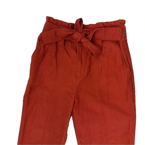 Who What Wear Paper Bag High Waist tapered leg Crop Pants with tie pockets 4 - Picture 3 of 10